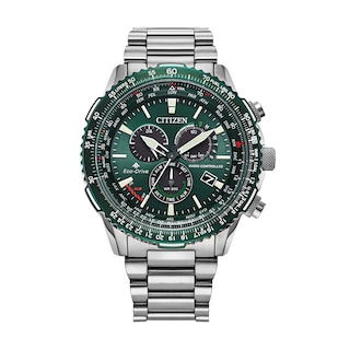 Men's Citizen Eco-Drive® Promaster Air Chronograph Watch with Green Dial (Model: CB5004-59W)