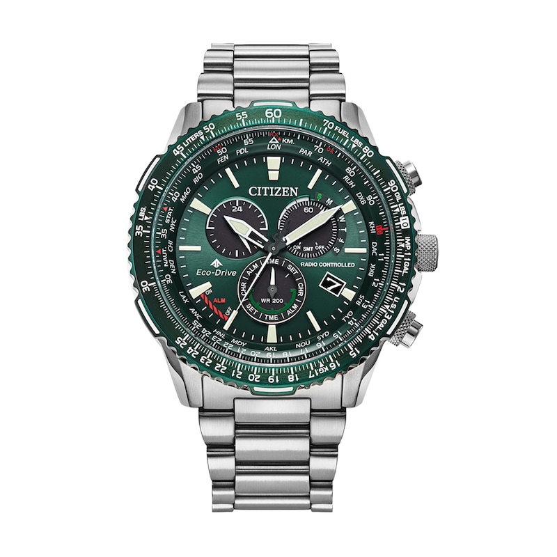 Men's Citizen Eco-Drive® Promaster Air Chronograph Watch with Green Dial (Model: CB5004-59W)|Peoples Jewellers