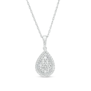 0.50 CT. T.W. Pear-Shaped Multi-Diamond Frame Pendant in 10K White Gold