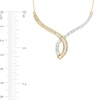 Thumbnail Image 2 of 1.00 CT. T.W. Baguette and Round Diamond Twisted Curve Necklace in 10K Gold