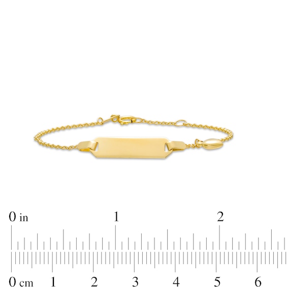 Child's ID with Heart Dangle Station Bracelet in 14K Gold - 6.0"