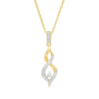 0.16 CT. T.W. Diamond Twist Flame Pendant in 10K Gold