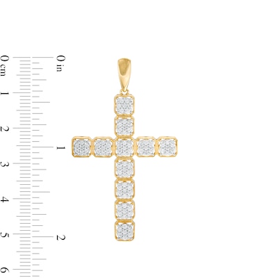 Men's 0.70 CT. T.W. Multi-Diamond Cross Necklace Charm in 10K Gold