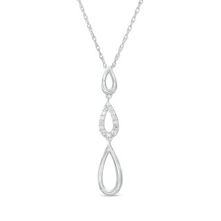 0.06 CT. T.W. Diamond Graduated Triple Teardrop Pendant in Sterling Silver