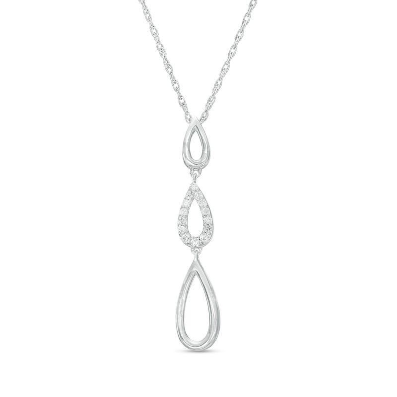0.06 CT. T.W. Diamond Graduated Triple Teardrop Pendant in Sterling Silver|Peoples Jewellers