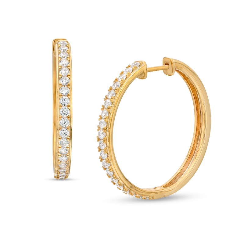 1.00 CT. T.W. Diamond Hoop Earrings in 10K Gold|Peoples Jewellers