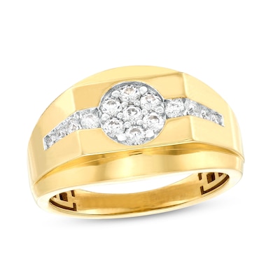 Men's 0.45 CT. T.W. Multi-Diamond Stepped Edge Ring in 10K Gold