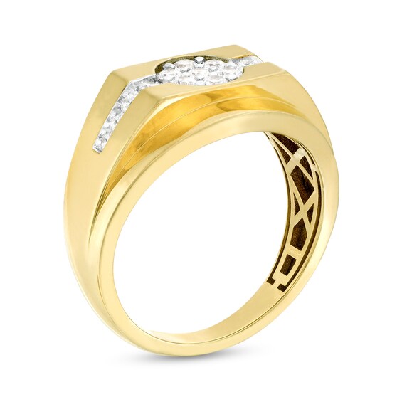 Men's 0.45 CT. T.W. Multi-Diamond Stepped Edge Ring in 10K Gold