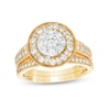 Thumbnail Image 0 of 0.95 CT. T.W. Multi-Diamond Alternating Baguette and Round Frame Bridal Set in 10K Gold