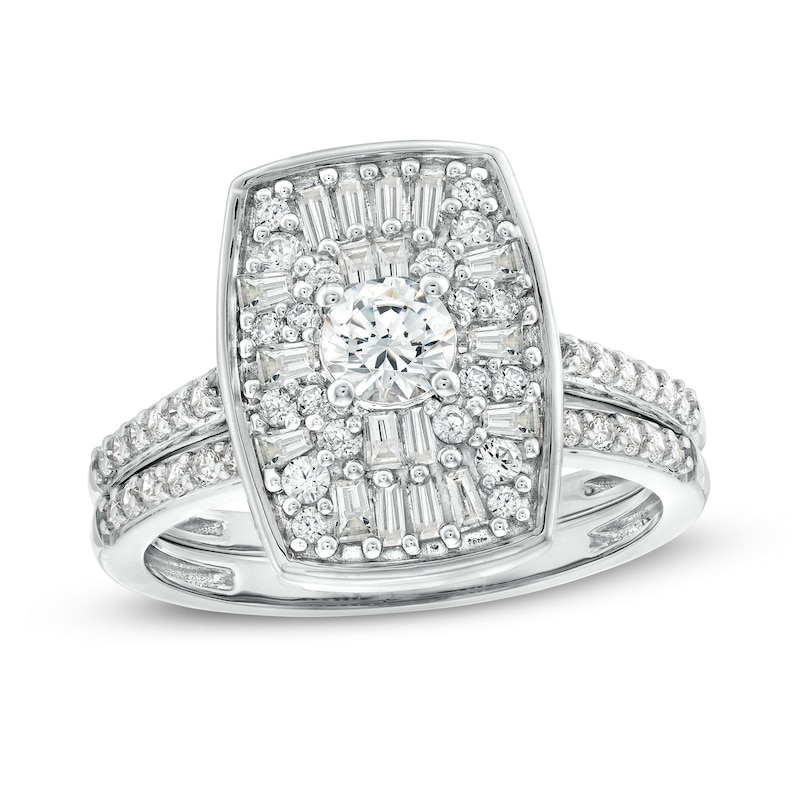 0.95 CT. T.W. Emerald-Shaped Multi-Diamond Bridal Set in 10K Gold|Peoples Jewellers