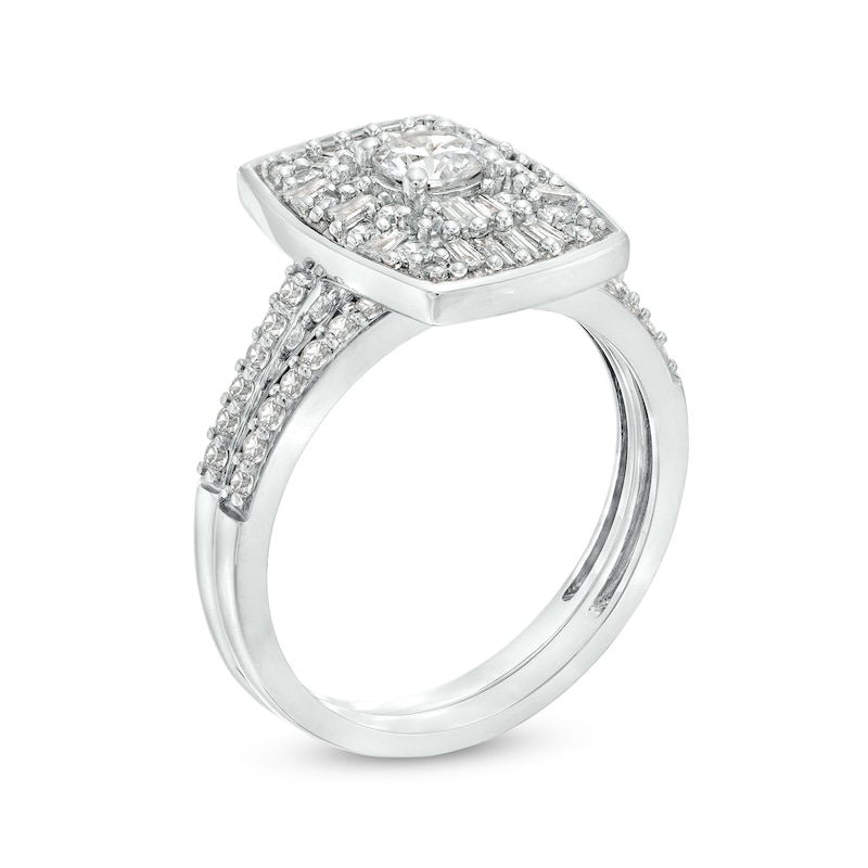 0.95 CT. T.W. Emerald-Shaped Multi-Diamond Bridal Set in 10K Gold|Peoples Jewellers