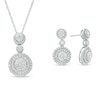 Thumbnail Image 0 of 1.69 CT. T.W. Multi-Diamond Double Frame Pendant and Drop Earrings Set in 10K White Gold