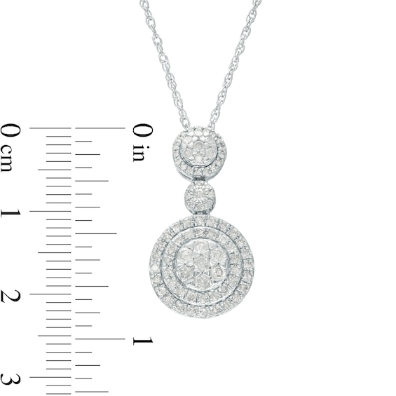 1.69 CT. T.W. Multi-Diamond Double Frame Pendant and Drop Earrings Set in 10K White Gold