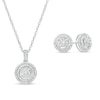 Thumbnail Image 0 of 0.61 CT. T.W. Multi-Diamond Double Frame Pendant and Stud Earrings Set in 10K White Gold 