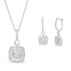 Thumbnail Image 0 of 1.23 CT. T.W. Cushion-Shaped Multi-Diamond Frame Pendant and Drop Earrings Set in 10K White Gold