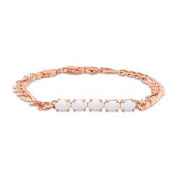 Oval Opal Five Stone Bracelet in Sterling Silver with 18K Rose Gold Plate - 7.25&quot;