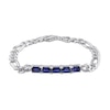 Thumbnail Image 0 of Octagonal Blue Lab-Created Sapphire Five Stone Bracelet in Sterling Silver - 7.25"