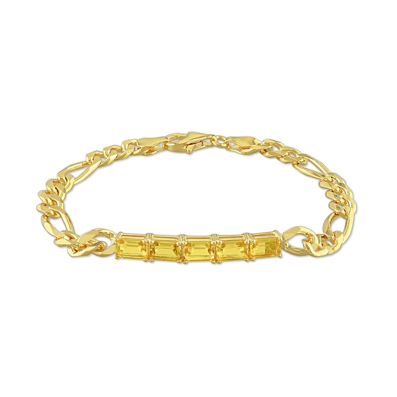 Octagonal Citrine Five Stone Bracelet in Sterling Silver with 18K Gold Plate - 7.25"