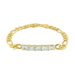 Octagonal Aquamarine Five Stone Bracelet in Sterling Silver with 18K Gold Plate - 7.25&quot;