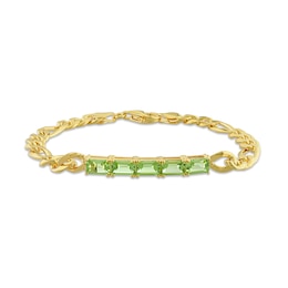 Octagonal Peridot Five Stone Bracelet in Sterling Silver with 18K Gold Plate - 7.25&quot;