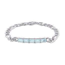 Octagonal Sky Blue Topaz Five Stone Bracelet in Sterling Silver - 7.25&quot;