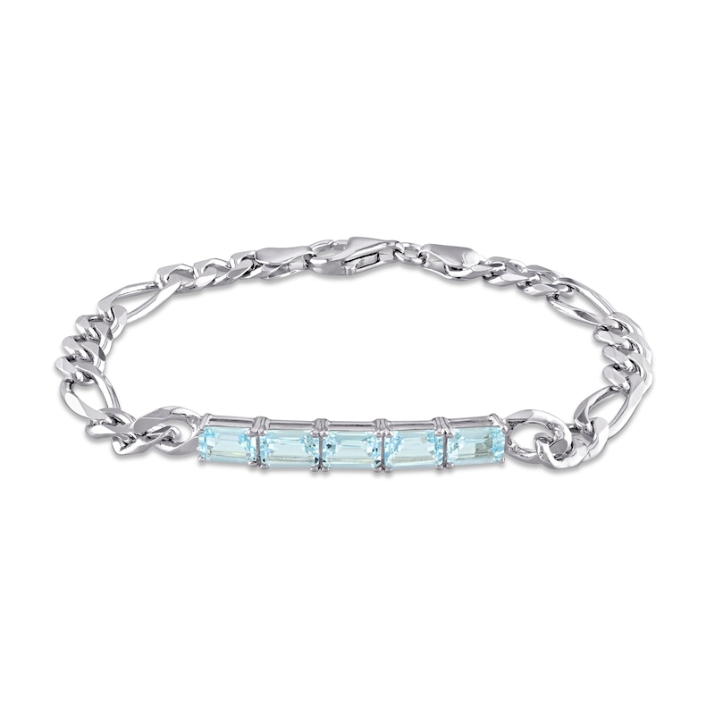 Octagonal Sky Blue Topaz Five Stone Bracelet in Sterling Silver - 7.25"