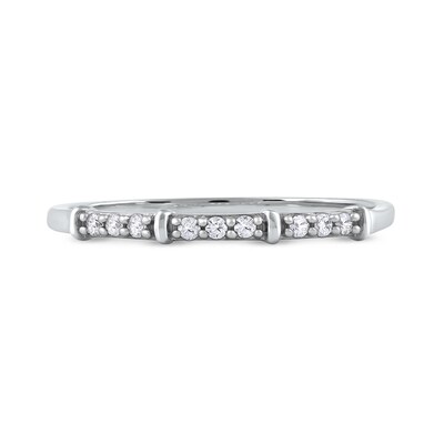 0.08 CT. T.W. Diamond Trio Nine Stone Band in 10K Gold