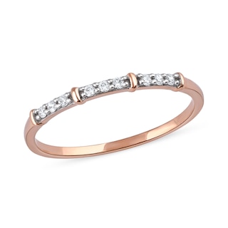 0.08 CT. T.W. Diamond Trio Nine Stone Band in 10K Rose Gold