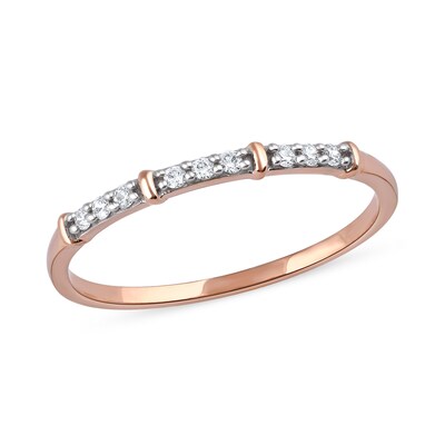 0.08 CT. T.W. Diamond Trio Nine Stone Band in 10K Rose Gold