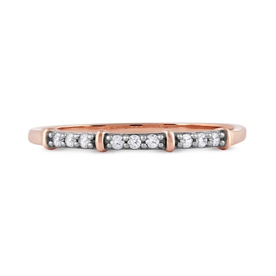 0.08 CT. T.W. Diamond Trio Nine Stone Band in 10K Rose Gold