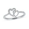 Thumbnail Image 0 of 0.06 CT. T.W. Diamond Intertwined Double Heart Ring in Sterling Silver