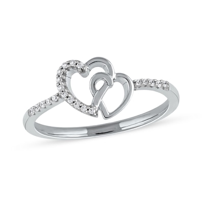 0.06 CT. T.W. Diamond Intertwined Double Heart Ring in Sterling Silver