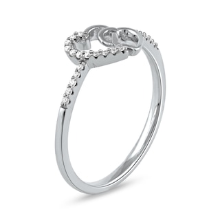 0.06 CT. T.W. Diamond Intertwined Double Heart Ring in Sterling Silver