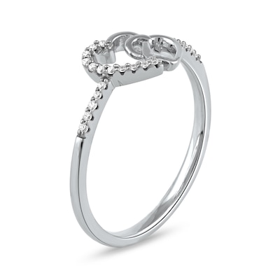 0.06 CT. T.W. Diamond Intertwined Double Heart Ring in Sterling Silver