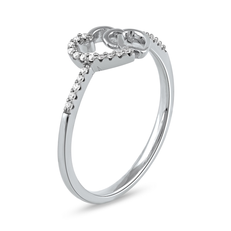0.06 CT. T.W. Diamond Intertwined Double Heart Ring in Sterling Silver|Peoples Jewellers