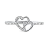 Thumbnail Image 2 of 0.06 CT. T.W. Diamond Intertwined Double Heart Ring in Sterling Silver