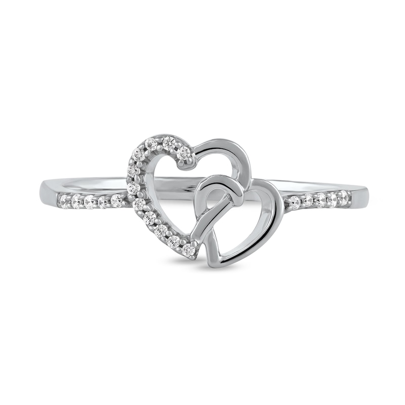0.06 CT. T.W. Diamond Intertwined Double Heart Ring in Sterling Silver