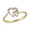 Thumbnail Image 0 of 0.06 CT. T.W. Diamond Interlocking Double Heart Ring in 10K Gold