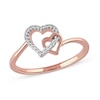 Thumbnail Image 0 of 0.06 CT. T.W. Diamond Interlocking Double Heart Ring in 10K Rose Gold