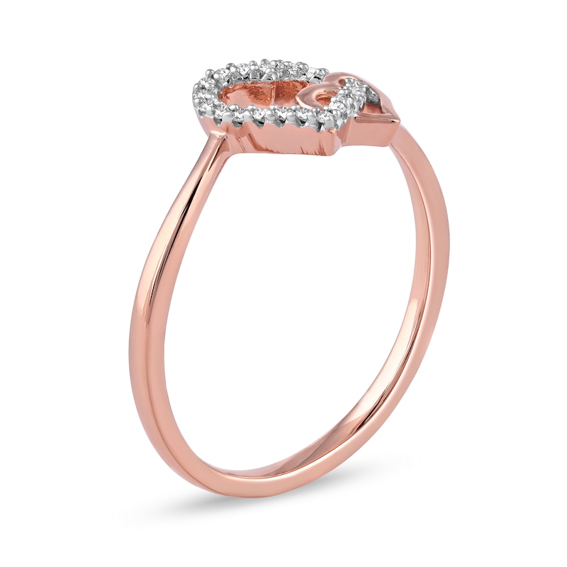0.06 CT. T.W. Diamond Interlocking Double Heart Ring in 10K Rose Gold