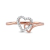 Thumbnail Image 2 of 0.06 CT. T.W. Diamond Interlocking Double Heart Ring in 10K Rose Gold
