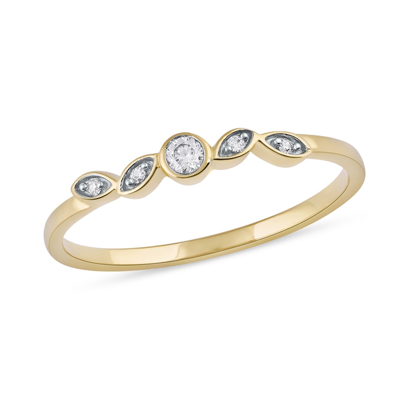 Main Image 1 of 0.07 CT. T.W. Diamond Scatter Five Stone Stackable Band in 10K Gold