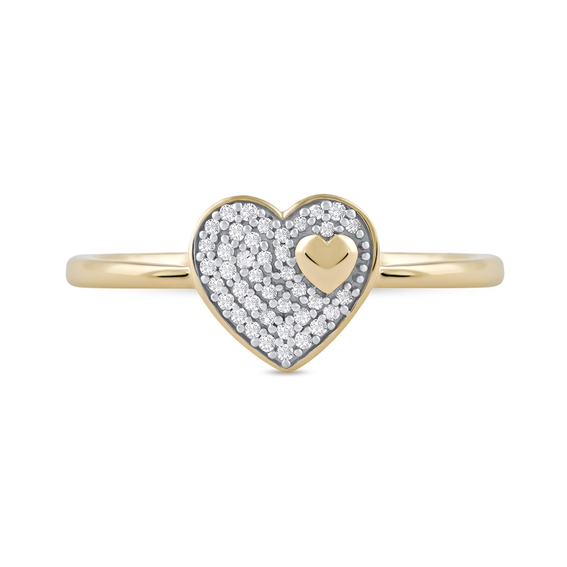 Main Image 3 of 0.10 CT. T.W. Heart-Shaped Multi-Diamond Ring in 10K Gold