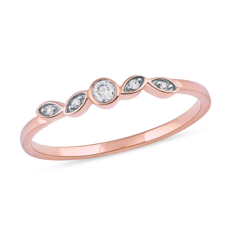 0.07 CT. T.W. Diamond Scatter Five Stone Stackable Band in 10K Rose Gold|Peoples Jewellers