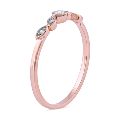 0.07 CT. T.W. Diamond Scatter Five Stone Stackable Band in 10K Rose Gold