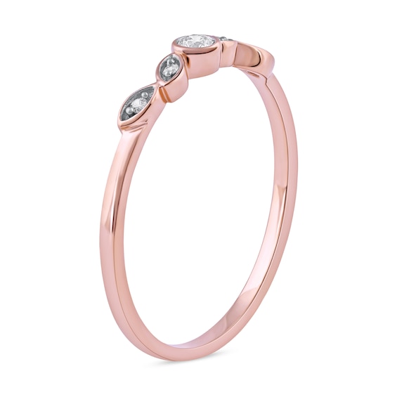 0.07 CT. T.W. Diamond Scatter Five Stone Stackable Band in 10K Rose Gold