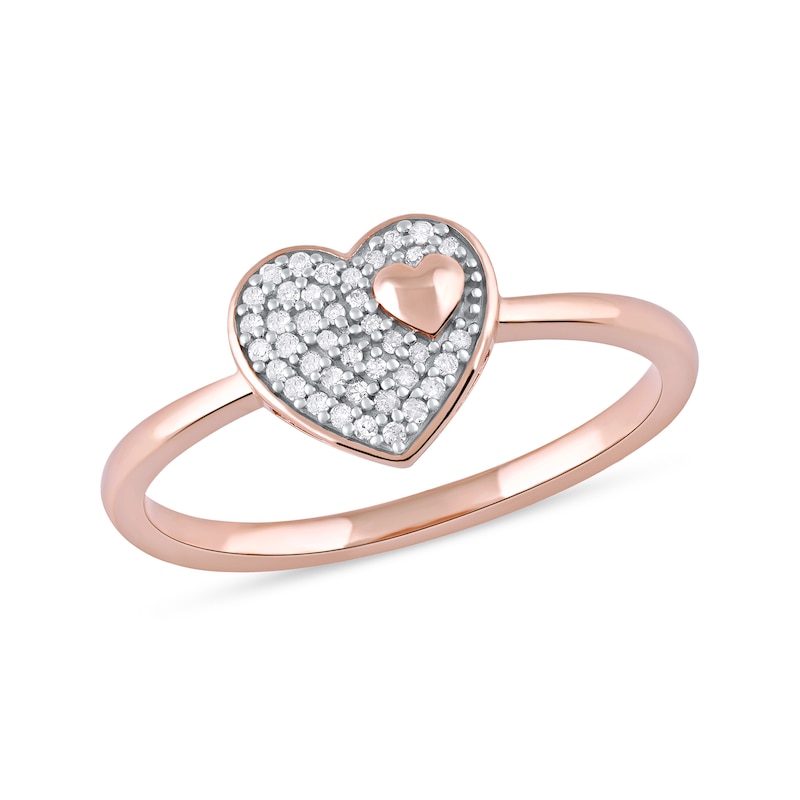 0.10 CT. T.W. Heart-Shaped Multi-Diamond Ring in 10K Rose Gold|Peoples Jewellers