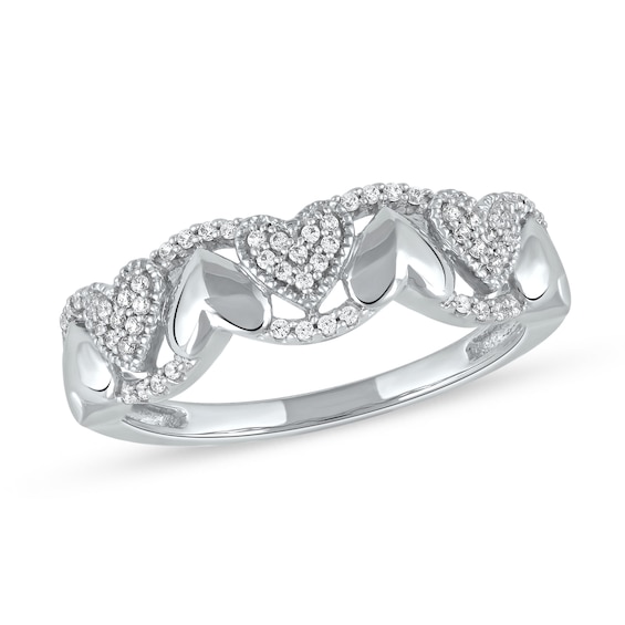 0.15 CT. T.W. Diamond Alternating Heart Ring in 10K Gold