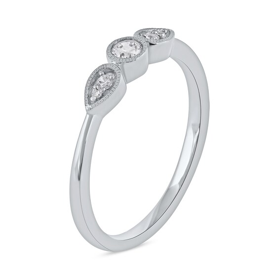 0.15 CT. T.W. Diamond Teardrop Frame Trio Promise Ring in 10K Gold