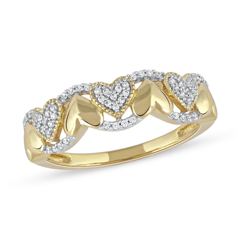 0.15 CT. T.W. Diamond Alternating Heart Ring in 10K Gold